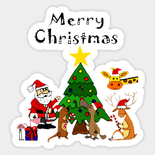 Santa and Friends Merry Christmas Pattern Children 1 Sticker